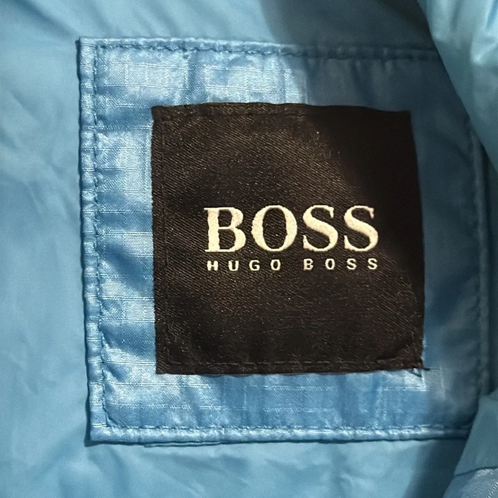 BOSS by Hugo Boss Men's Coslo Aqua Jacket Blue Hooded Windbreaker Jacket - Picture 6 of 6